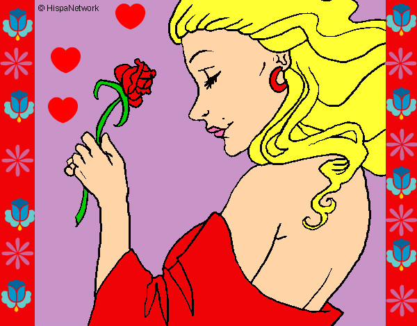 Desenho Princesa com uma rosa pintado por Cristiinna