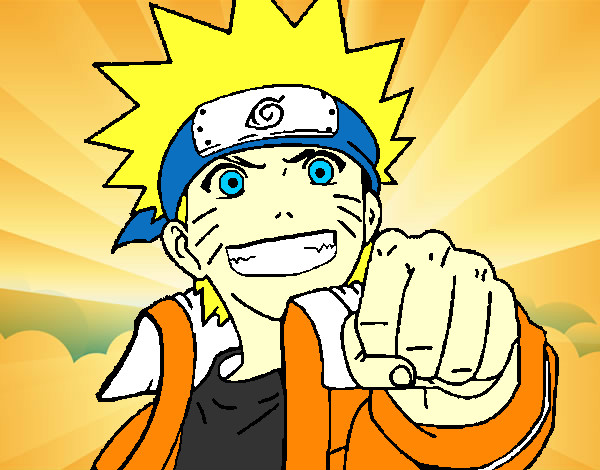 Desenho Naruto alegre pintado por lucasu