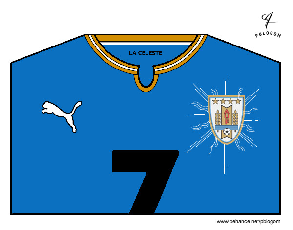 Desenho Camisa da copa do mundo de futebol 2014 do Uruguai pintado por jefferson