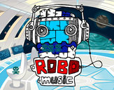 Desenho Robô music pintado por MariGabi