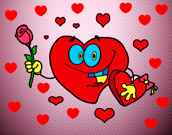 Desenho Coração com caixa de bombons pintado por jamilton