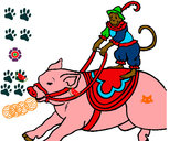 Desenho Macaco e porco pintado por LEOM