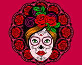 Desenho Crânio mexicano feminino pintado por lansttai