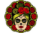 Desenho Crânio mexicano feminino pintado por NDuenha