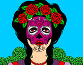 Desenho Feminino crânio mexicano pintado por lansttai