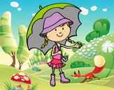 Desenho Menina com guarda-chuva pintado por lulima