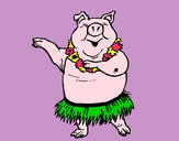 Desenho Porco havaiano pintado por pipoca