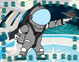 Desenho Astronauta com foguete pintado por enzo14