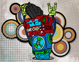 Desenho Robô Rock and roll pintado por enzo14
