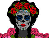 Desenho Feminino crânio mexicano pintado por sandramara