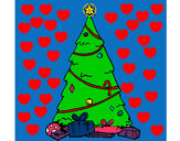 Desenho Abeto com adornos natalícios pintado por stefani