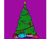 Desenho Abeto com adornos natalícios pintado por virelly