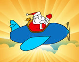 Desenho Santa no avião pintado por reizinho