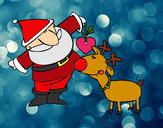 Desenho Papai Noel e Rudolf pintado por ImShampoo
