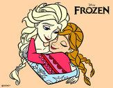Desenho Frozen Elsa e Anna pintado por Belinhinha