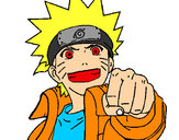 Desenho Naruto alegre pintado por deidara
