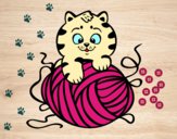 Desenho Gato com un novelo de lã pintado por saralee