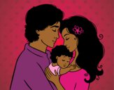 Desenho Família abraço pintado por Missim