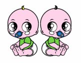 Desenho Bebês gêmeos pintado por edet