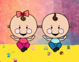 Desenho Menino e menina gêmeos pintado por desah