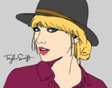 Desenho Taylor Swift com chapéu pintado por RessDiva