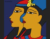 Desenho Ramsés e Nefertiti pintado por Missim