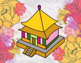 Desenho Residência japonesa pintado por lubaptista