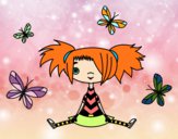 Desenho Menina com borboletas pintado por Fofurinha