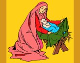 Desenho Nascimento do menino Jesús pintado por shirloka