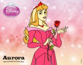 Desenho A Bela Adormecida - Aurora com uma rosa pintado por marilurdes