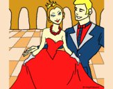 Desenho Princesa e príncipe no baile pintado por marilurdes
