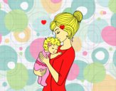 Desenho Mãe levando o bebê pintado por S2Assilene