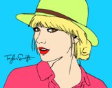 Desenho Taylor Swift com chapéu pintado por Luminhaa