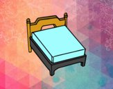 Desenho cama sem travesseiro pintado por Miguelista