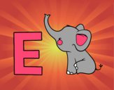 Desenho E de Elefante pintado por eloiza