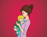 Desenho Mãe levando o bebê pintado por ImShampoo