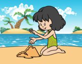 Desenho Menina que faz um castelo na areia pintado por ImShampoo