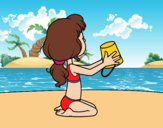 Desenho Menina que joga na praia pintado por ImShampoo