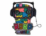 Desenho Robô music pintado por paivatati