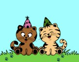Desenho Gatos de aniversário pintado por Danguinha