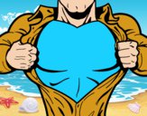 Desenho Peito de Super herói pintado por Danguinha