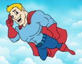 Desenho Superherói voando pintado por Danguinha