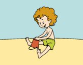 Desenho Criança brincando na areia pintado por Danguinha