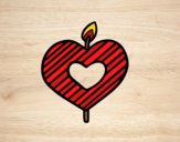 Desenho Vela em forma de coração pintado por Danguinha