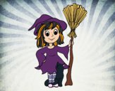 Desenho Fantasia de bruxa de Halloween pintado por Danguinha