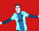 Desenho Messi pintado por laryssaGF