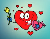 Desenho Coração com caixa de bombons pintado por marilurdes