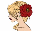 Desenho Penteado de casamento com flor pintado por Albernaz