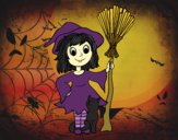 Desenho Fantasia de bruxa de Halloween pintado por Missim