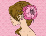Desenho Penteado de casamento com flor pintado por JOJEJO